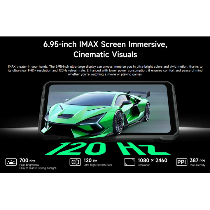 Smartphone Ulefone Armor 33, 12 Go de RAM 512 Go, affichage de 6,95 pouces, 50 MP + 64 MP + 50MP, 25500mAh Batterie, noir