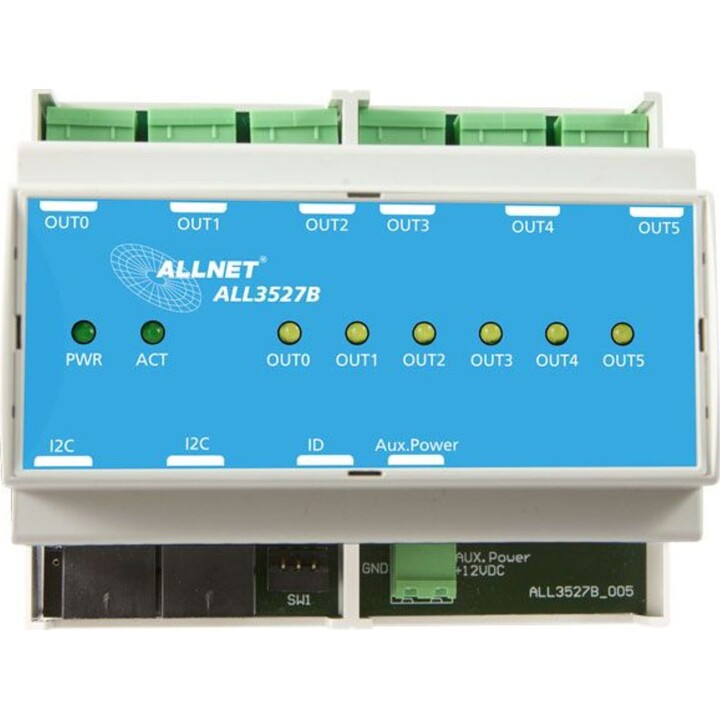 ALLNET MSR IO ALL3527B HUT / 6fach 250V/16A Relais Ausgang I2C