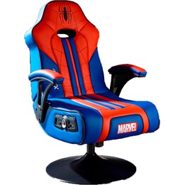 X-Rocker Silla oficial de Marvel Spider-Man, pedestal de audio plegable con altavoces inalámbricos Bluetooth 2.1
