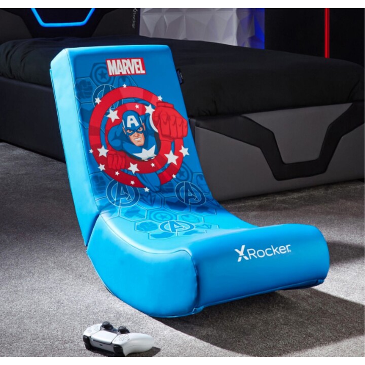 X Rocker Marvel™ Captain America Floor Rocker Gaming-Bodensessel für Kinder & Jugendliche - blau