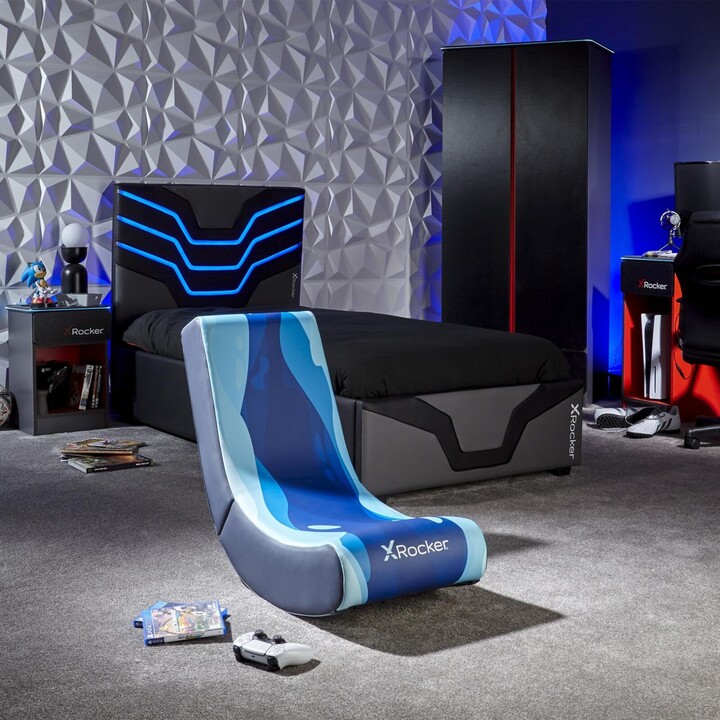 Silla de juego X Rocker Lava Floor Rocker para niños y adolescentes, Azul