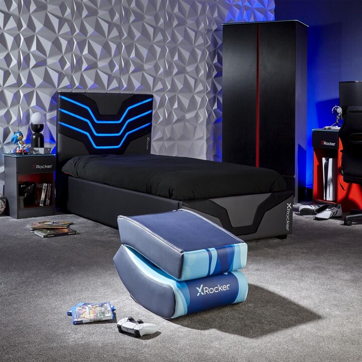 X Rocker Lava Floor Rocker Gaming Floor Chair for Kids & Teens - Blue