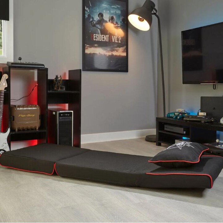 Cadeira dobrável para jogos e colchão de dormir X Rocker Crash Pad Junior - Preto/Vermelho
