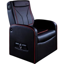 Silla para juegos otomana X Rocker Shift Luxe Junior 2.1 con sistema de altavoces estéreo y subwoofer, Negro/Rojo