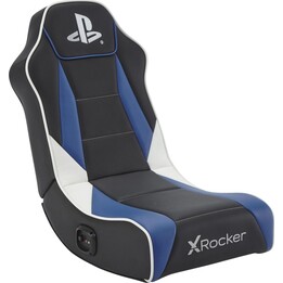 Chaise de jeu au sol X Rocker Sony Playstation® Geist 2.0 avec système audio 2.0 pour enfants et adolescents - Noir/Bleu