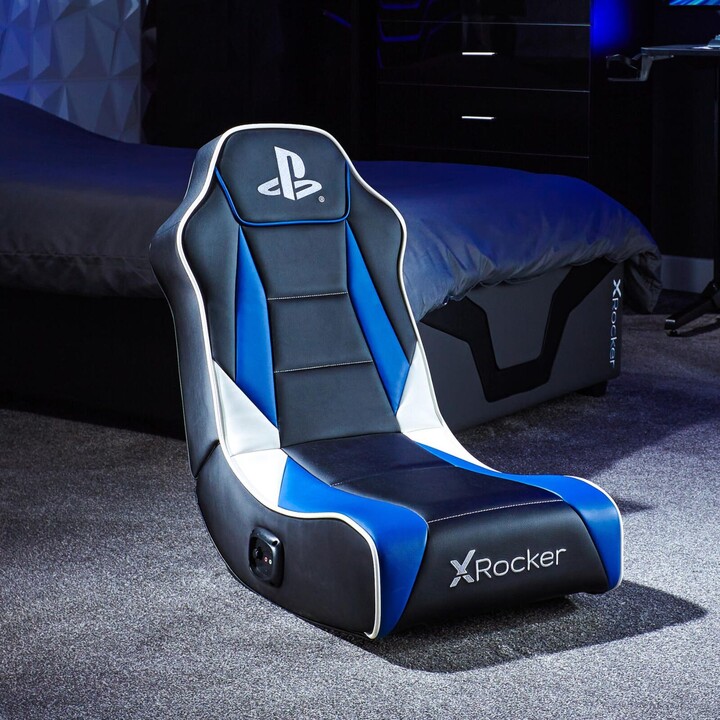 X Rocker Sony Playstation® Geist 2.0 Floor Rocker Gaming Floor Chair con sistema audio 2.0 per bambini e adolescenti - Nero/Blu