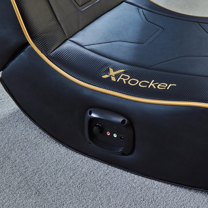 X Rocker Shadow 2.0 Floor Rocker Gaming Floor Chair for Children & Teenagers with Audio System - Black/Gold
