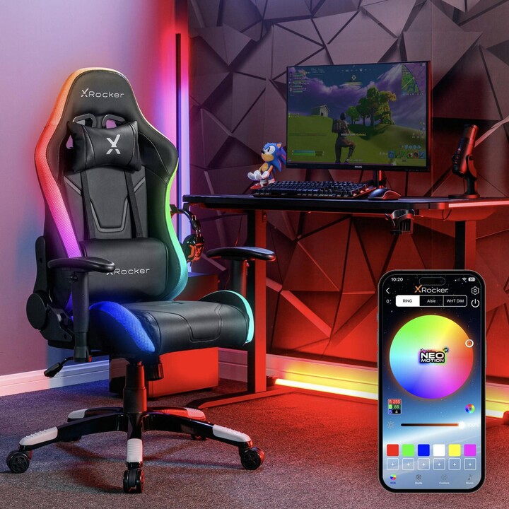 X Rocker Agility Compact eSports - Silla giratoria gaming de oficina para niños y adolescentes con iluminación LED, negra