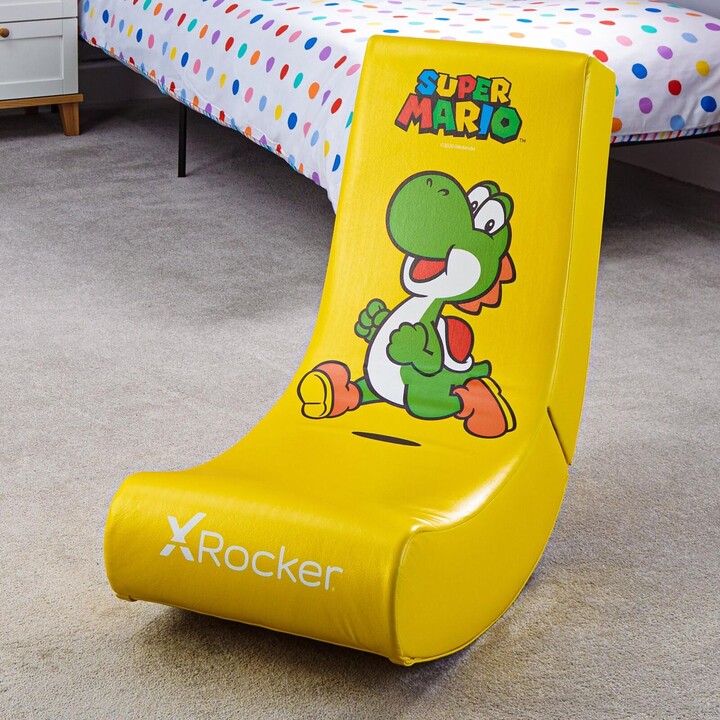 X Rocker Nintendo Super Mario™ Floor Rocker Gaming Floor Chair in Yoshi Design for Kids & Teenagers - Yellow
