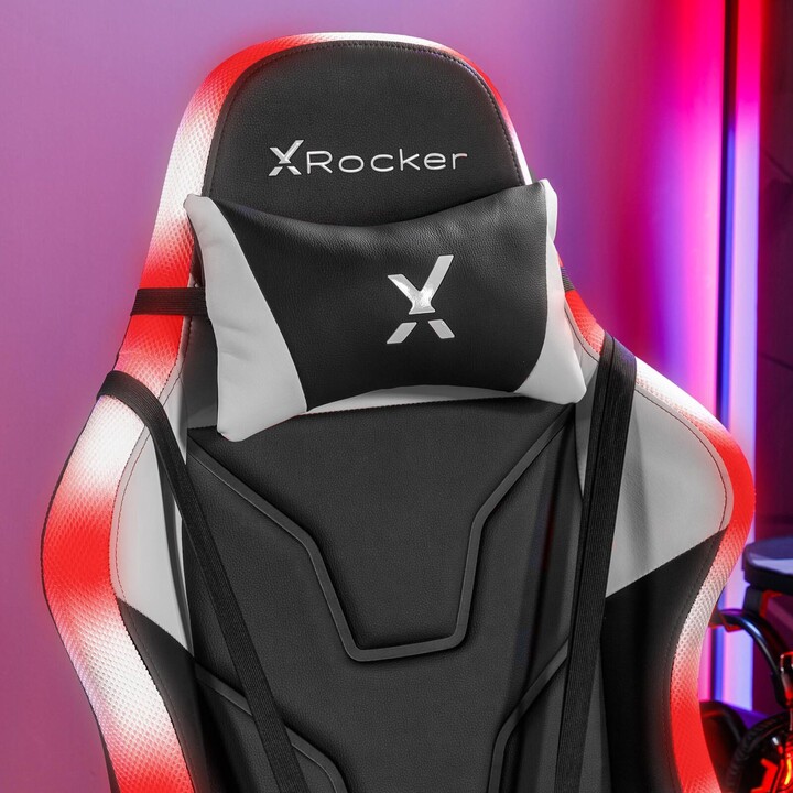 X Rocker Agility eSports gaming office swivel chair with LED lighting & app control - black/white