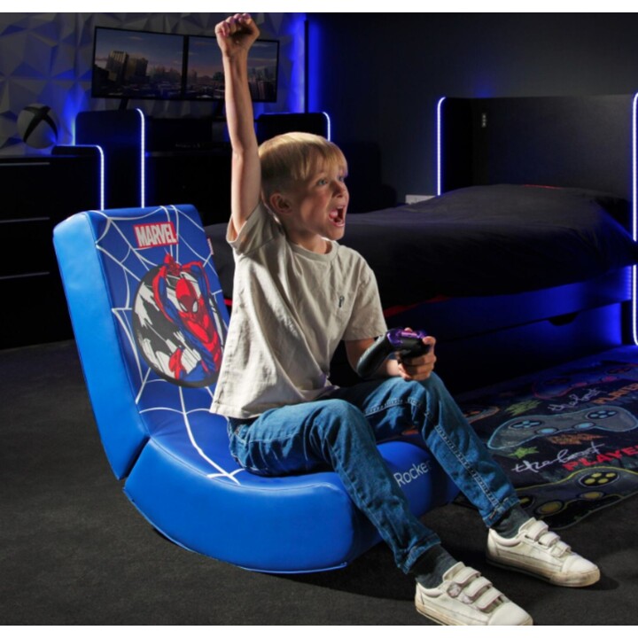 X Rocker Marvel™ Spider-Man Floor Rocker Gaming-Bodensessel für Kinder & Jugendliche - blau