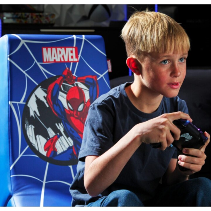Silla de juego de suelo X Rocker Marvel Spider-Man para niños y adolescentes, Azul
