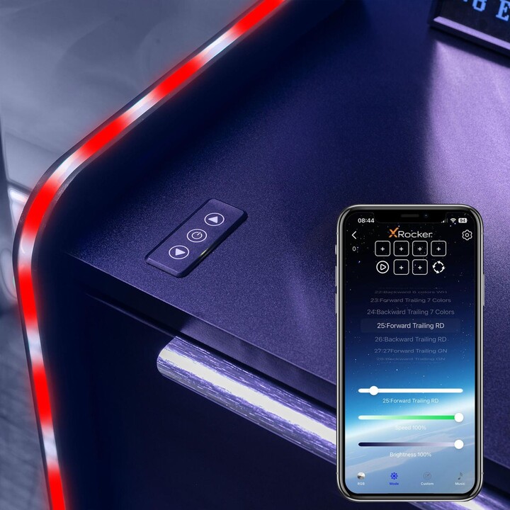 X Rocker Electra Comodino - Comodino da gioco con illuminazione RGB, controllo tramite app e ricarica wireless