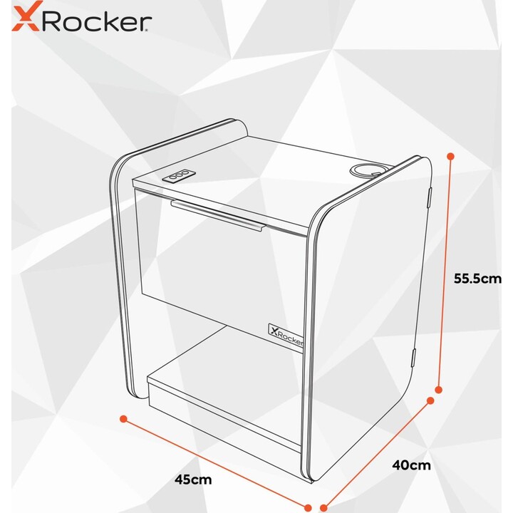 X Rocker Electra Bedside Table - Gaming Bedside Table with RGB Lighting, App Control & Wireless Charging
