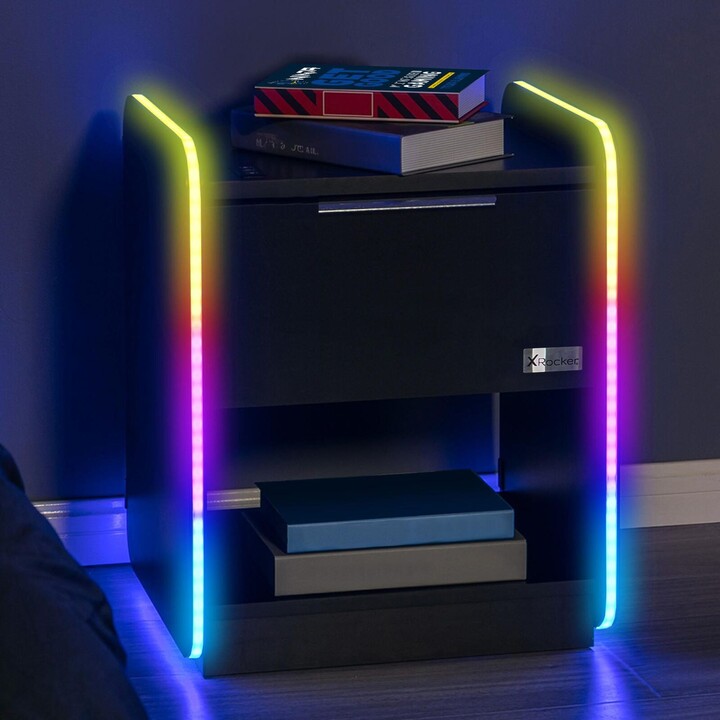 X Rocker Electra Comodino - Comodino da gioco con illuminazione RGB, controllo tramite app e ricarica wireless