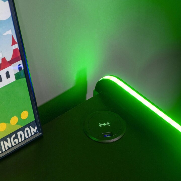 X Rocker Electra Comodino - Comodino da gioco con illuminazione RGB, controllo tramite app e ricarica wireless