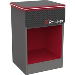 Mesita de noche para juegos X Rocker Carbon-Tek con iluminación LED y base de carga inalámbrica, Gris/Rojo