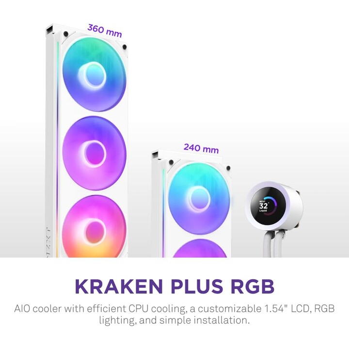 Nzxt Kraken Plus 360 RGB Prozessor All-in-One Flüssigkeitskühlsystem Weiß 1 Stück(e)