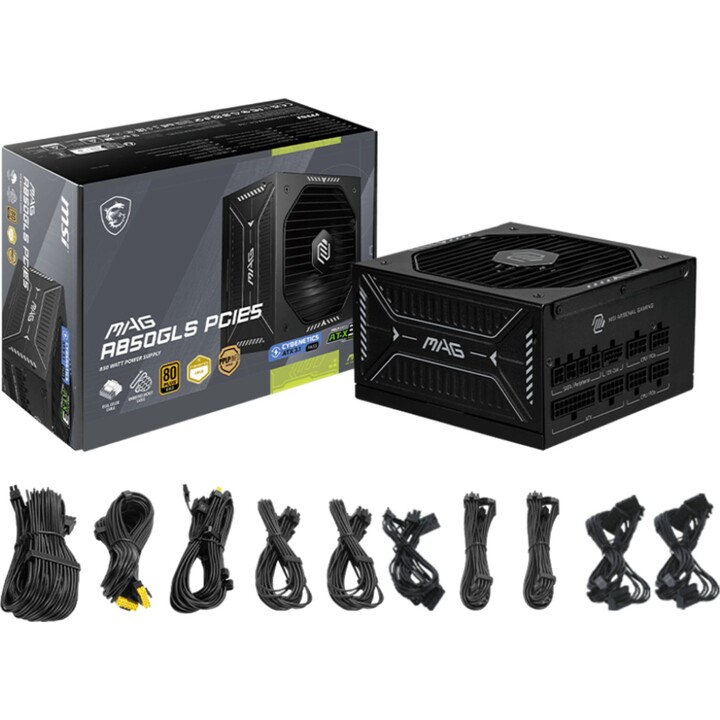 MSI Mag A850gls Pcie5 Power Supply Unit 850 W 24-pin ATX ATX Black