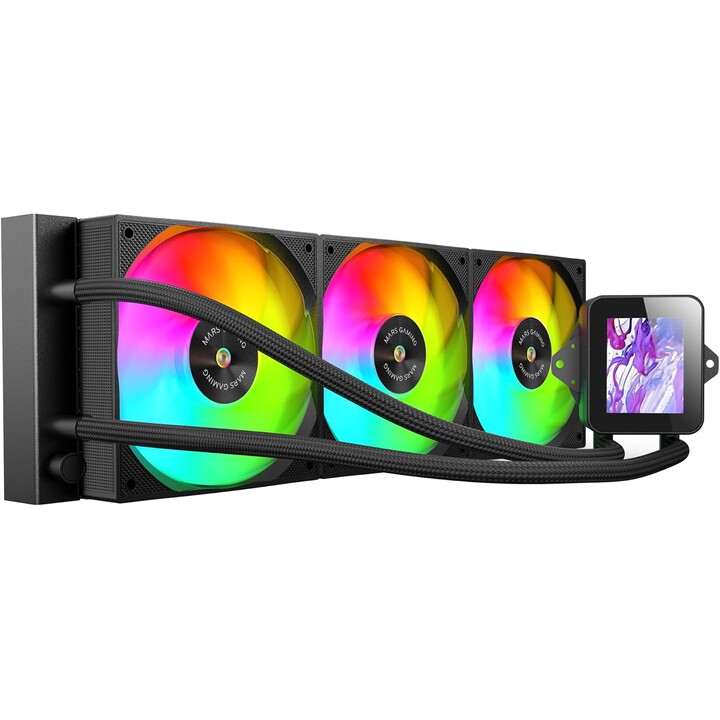 Sistema di raffreddamento a liquido LCD Mars Gaming MLVisionPro360 nero 3x120mm Argb TPD 600W