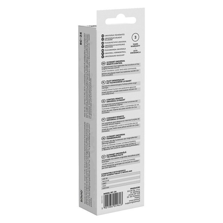 SAVIO RC-24 Universal Remote Control/Replacement for LG TV – SMART TV