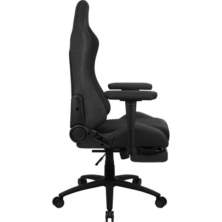 Silla ergonómica para juegos premium Aerocool ROYALASHBK con reposapiernas y tecnología Aeroweave, negra