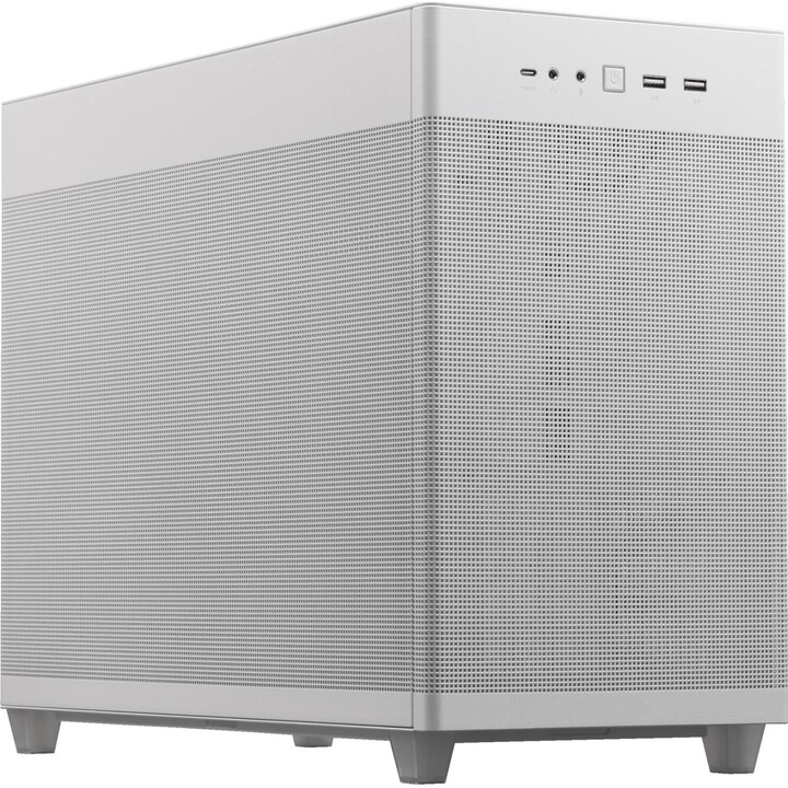 Caja ASUS Prime AP201 MicroATX, blanca, Paneles de malla de cuasifiltro