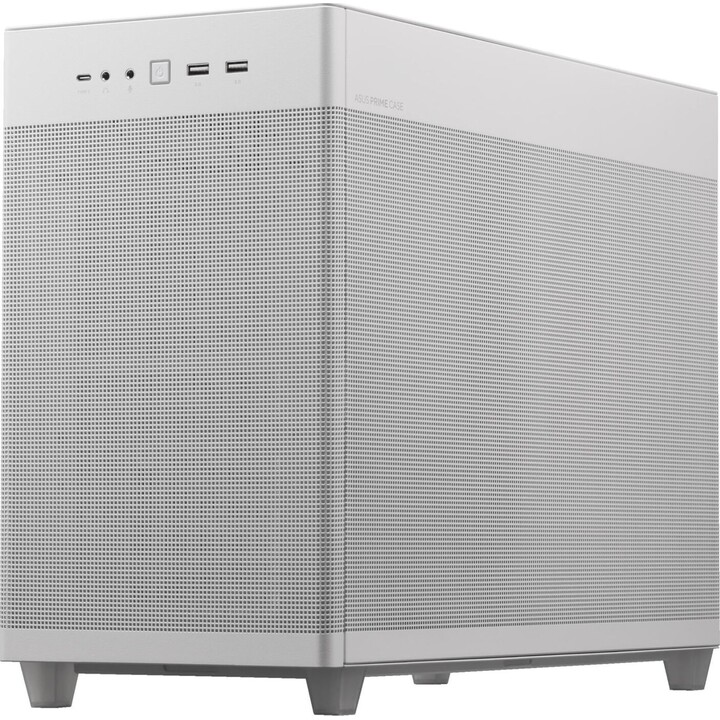 Caja ASUS Prime AP201 MicroATX, blanca, Paneles de malla de cuasifiltro