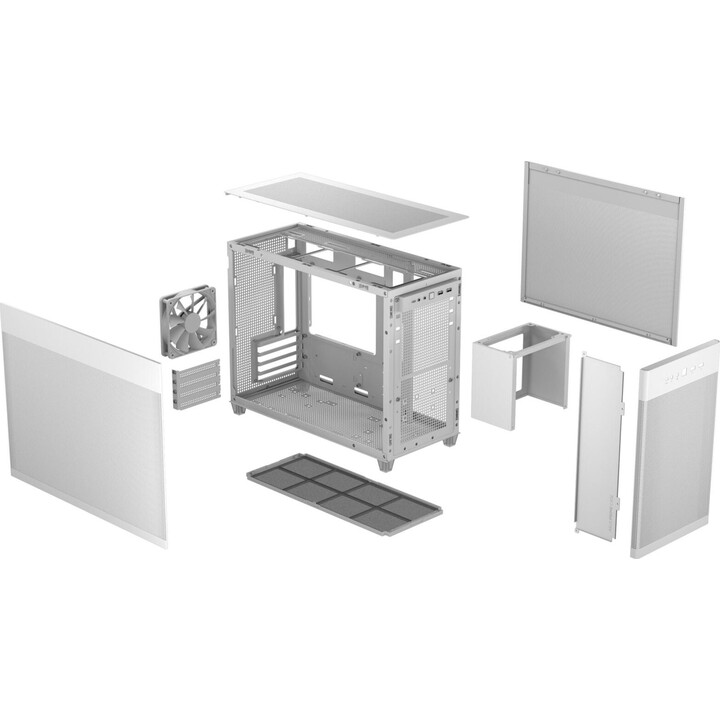 Caja ASUS Prime AP201 MicroATX, blanca, Paneles de malla de cuasifiltro