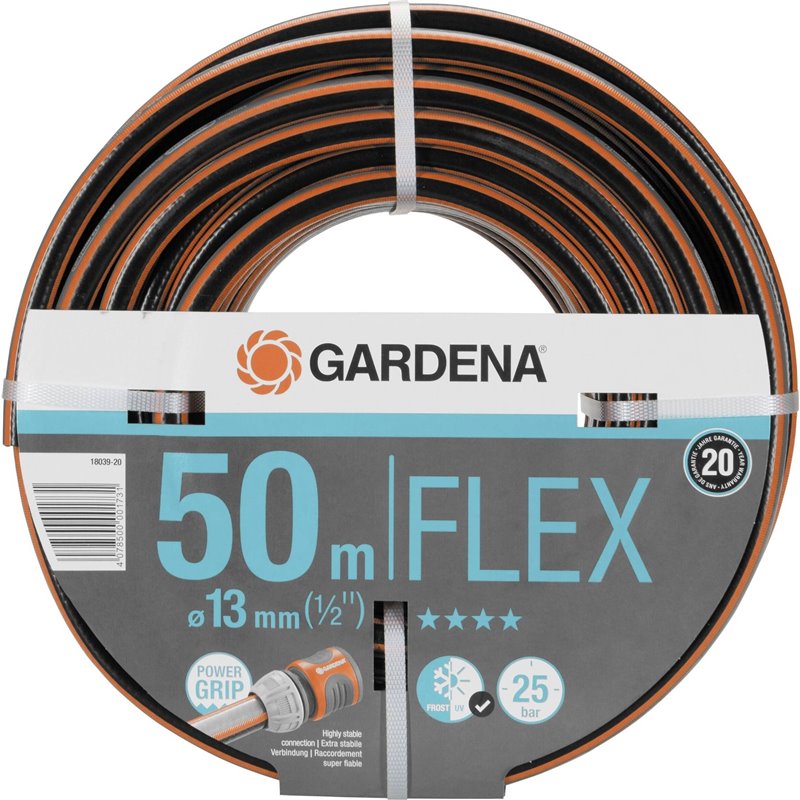 Comfort Flex Schlauch 13 mm (1/2 pollice), 50 m, 1 pezzo, nero, arancione, tubo da giardino, 18039-20