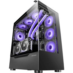 Caja de PC Mars Gaming Mc-ult Custom Gaming Case XXL E-atx con puerta lateral de doble cristal templado negra