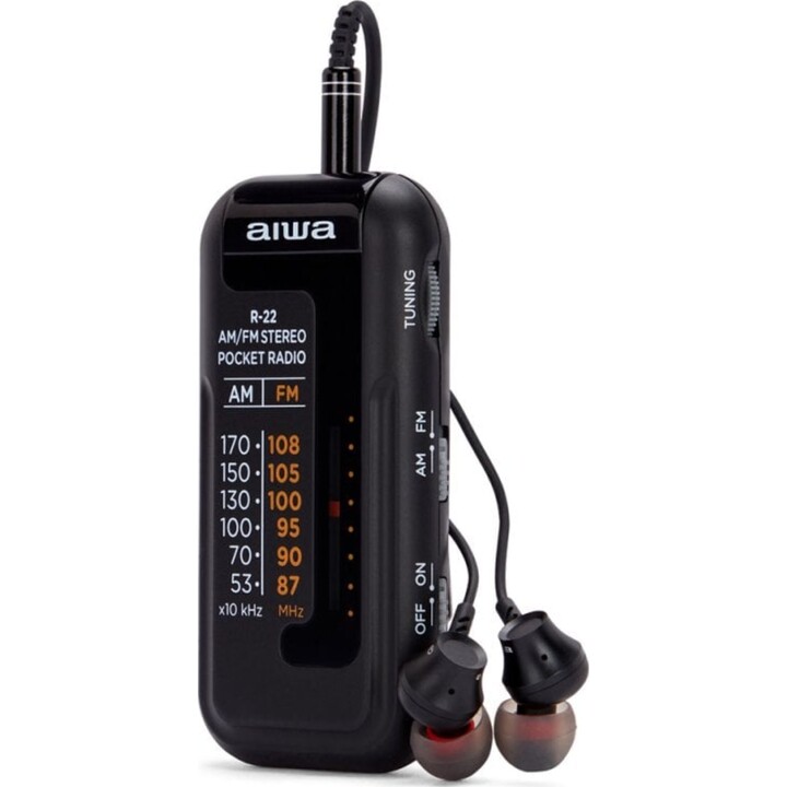 Rádio pessoal analógico Aiwa R-22BK preto