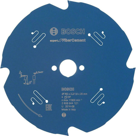 Hoja de sierra circular BOSCH Expert para fibrocemento, 160 x 20 x 2,2 mm, 4 dientes