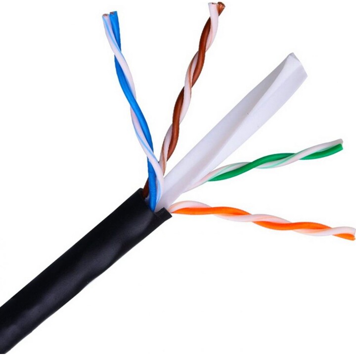 Aisens A135-0264 Cable de Red Exterior Impermeable RJ45 Cat.6 UTP Rígido AWG24, Negro, Bobina de 305 Metros