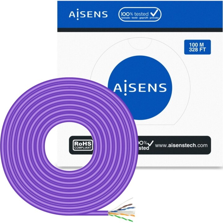 RJ45 AWG23 UTP-Kabelspule Aisens A135-0747 Cat.6/ LSZH/ 100 m/ Violett