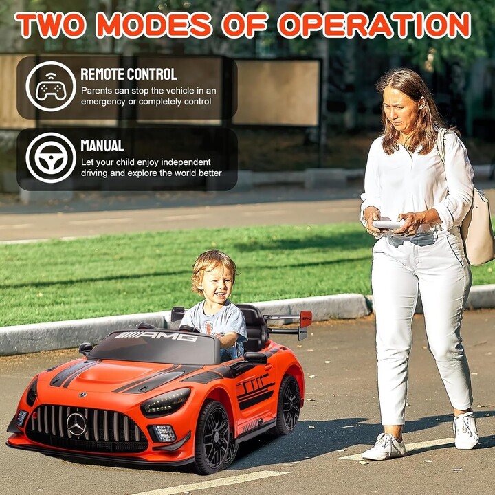Mercedes AMG GT3 naranja, coche eléctrico para niños