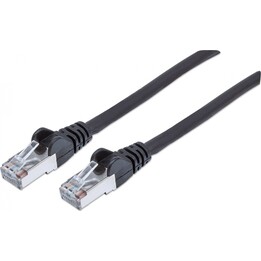 Intellinet 736022, Cable de red RJ45, Cable de parche Cat 6 S/FTP, 30 mtr, contactos de enchufe chapados en oro negro, 1 pieza