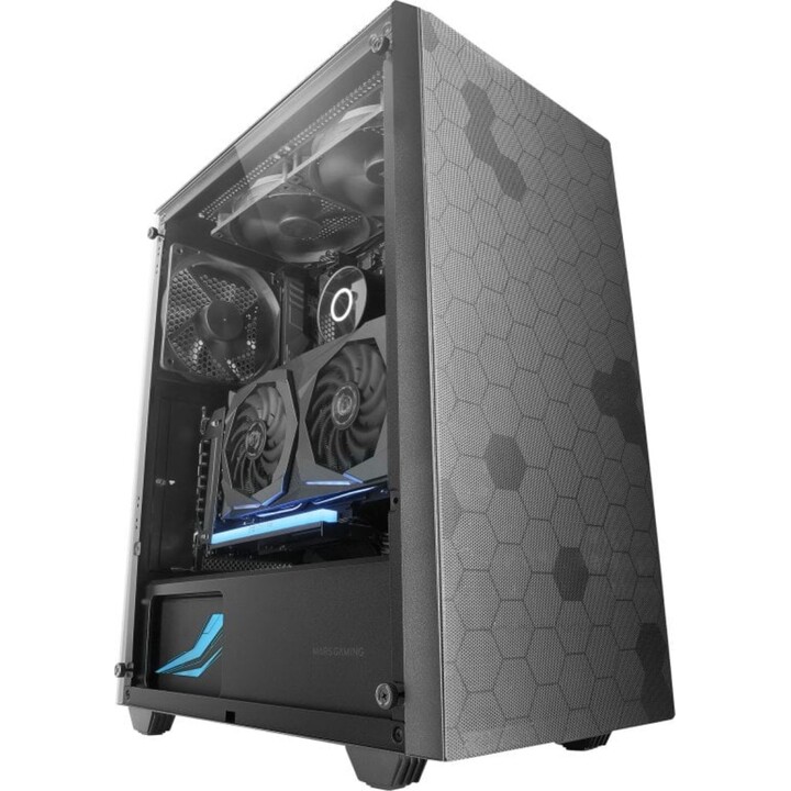 Mars Gaming MC-Q3, Caja Semitorre ATX, Ventana Lateral Completa Cristal Templado, Doble Rejilla Magnética Antipolvo Frontal