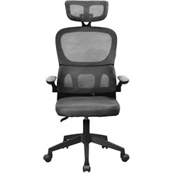 Mars Gaming MGCERGOPROBK Ergonomischer Stuhl mit atmungsaktivem Netzgewebe und Lendenwirbelstütze, Grau