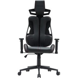 Mars Gaming MGCE LiteBR Ergonomic Chair, PU Leather, Class 4 Gas Piston, Max Load 150kg, Black, Red Stitching