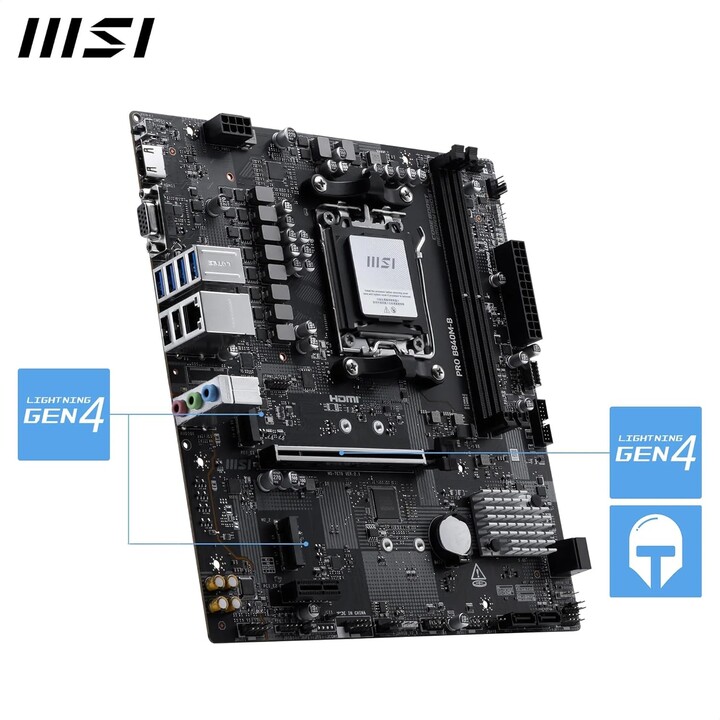 Scheda Msi Pro B840m-b,amd,am5,b840,4ddr5,256gb,1hdmi,4sata3+2m.2,gblan,4usb3.2,matx