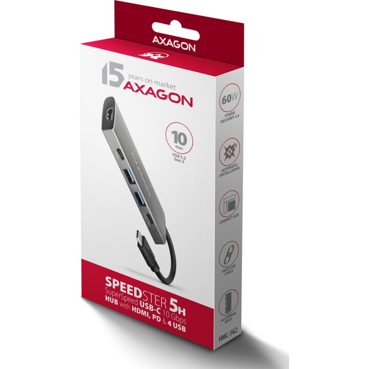 HUB I/O USB-C 5IN1/0.13M HMC-5G22 AXAGON