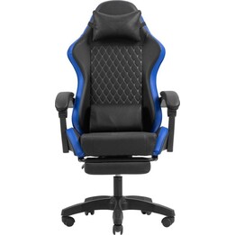 Fauteuil de jeu inclinable Mars Gaming MGCXBBL noir et bleu avec accoudoirs réglables et coussins repose-pieds