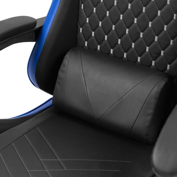 Fauteuil de jeu inclinable Mars Gaming MGCXBBL noir et bleu avec accoudoirs réglables et coussins repose-pieds