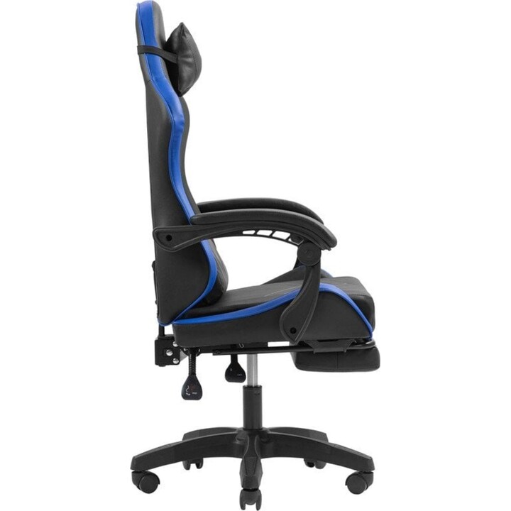 Fauteuil de jeu inclinable Mars Gaming MGCXBBL noir et bleu avec accoudoirs réglables et coussins repose-pieds
