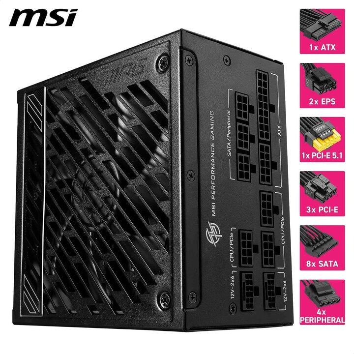 Fuente de alimentación MSI MPG A850GS 850W PCIE5 80+ Gold (306-7ZPFZ11-CE0)