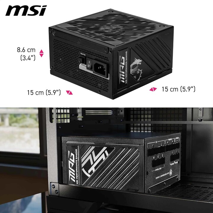 Fonte de alimentação MSI MPG A850GS 850 W PCIE5 80+ Gold (306-7ZPFZ11-CE0)