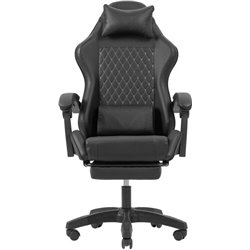 Mars Gaming MGCXBK Black Reclining Gaming Chair with Adjustable Armrests and Footrest Cushions