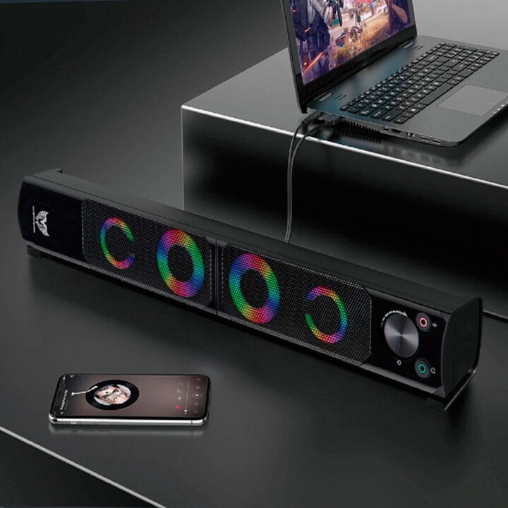 Speakers 2.0 - Gaming Sound Bar TF4195 / 2x5w / Usb / 2x 3.5mm Jack / RGB Led / Black / MTK