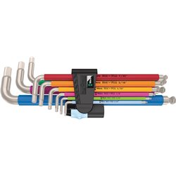 Juego de llaves acodadas imperial, acero inox 3950/9 Hex-Plus Multicolor Wera